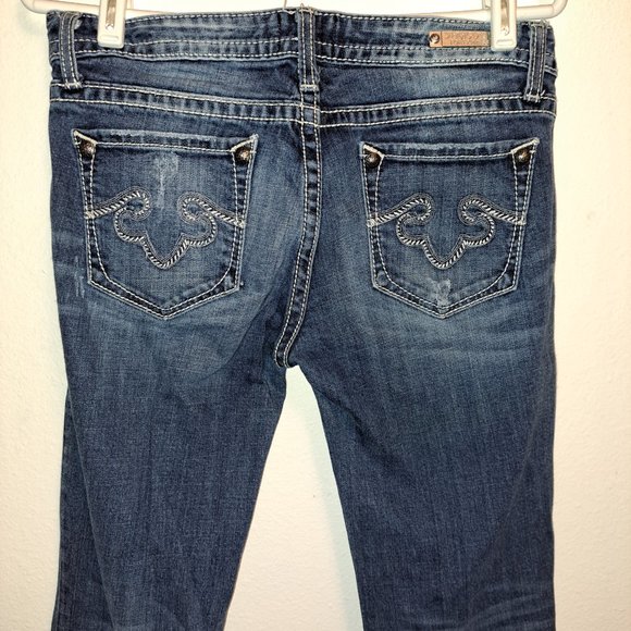 Express ReRock For Express Denim - ReRock For Express Boot Cut Jeans with Embroidery pockets size 8R